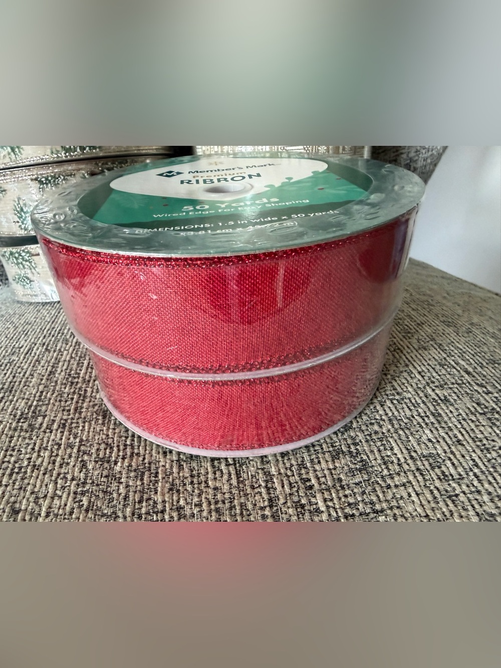 Holiday Red Decorative Ribbon - 2 Rolls